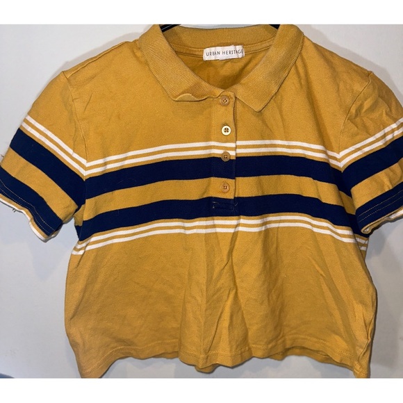 Forever 21 Urban Heritage Yellow Polo Buttoned Down Cropped Shirt - Picture 5 of 7